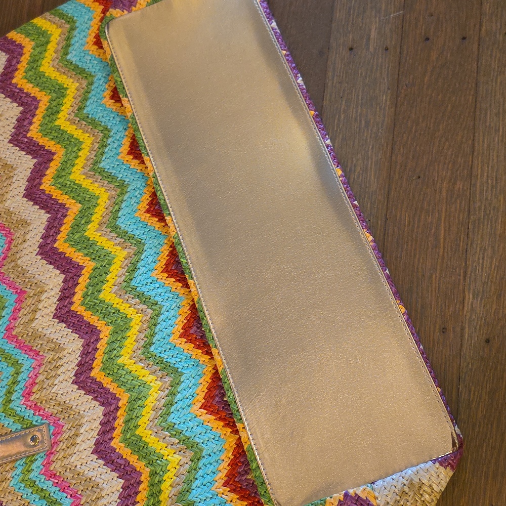 Lilly Pulitzer Multicolor Spring Fling Straw Chevron Tote. NEW - Picture 8 of 11
